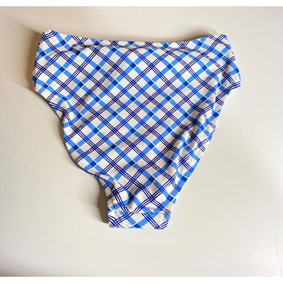 NWT Jessica Simpson Women's Caspian Blue & White Plaid Bikini Bottom, Size Small - Picture 7 of 8